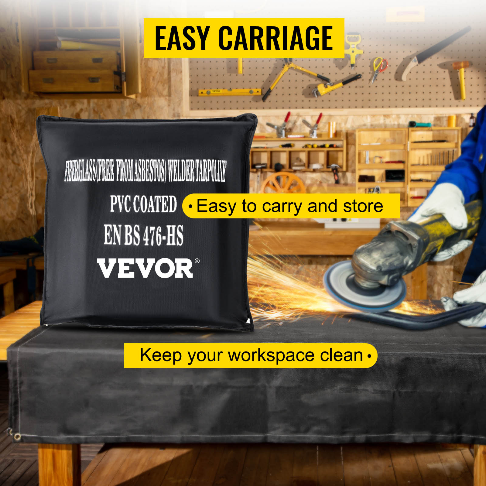 Coperta Antincendio VEVOR 2,44x3,05 M - Resistente Fino A 550°C Per Saldatura, Cucina E Emergenze - Foto 8