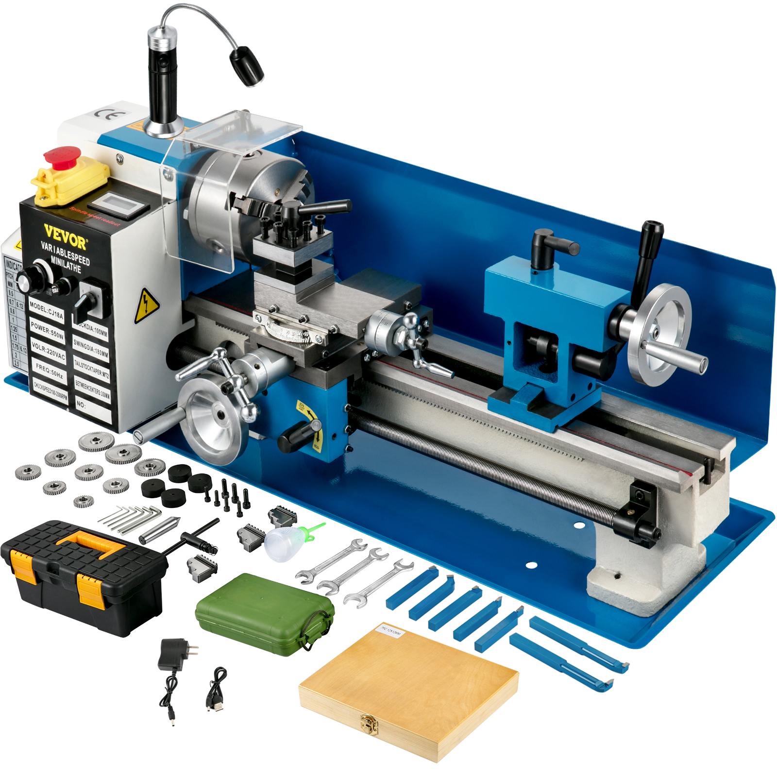 VEVOR Mini Torno de Metal 550W 7 
