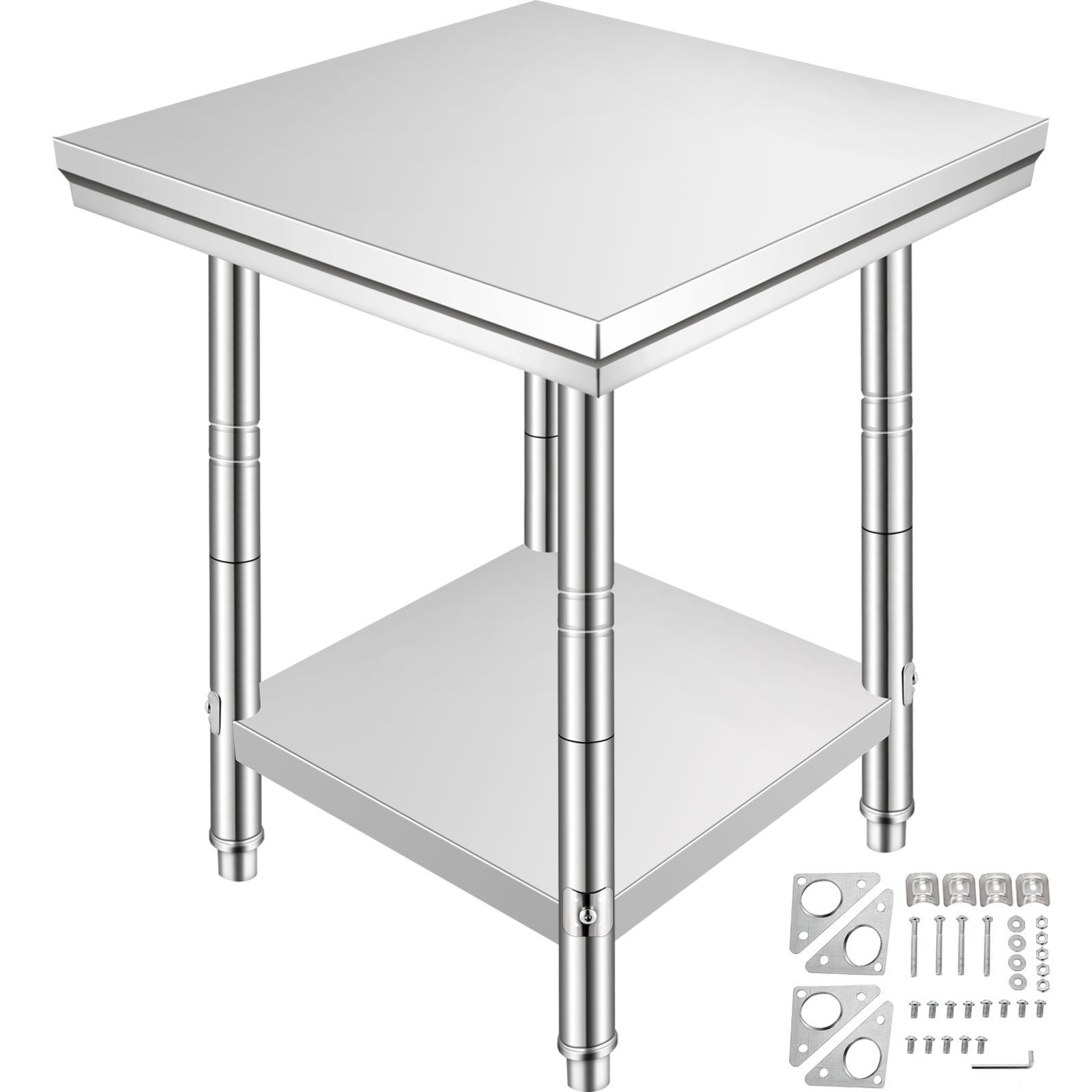 VEVOR Tavolo da Lavoro in Acciaio Inox Piano di Lavoro per Cucina  61x45x86cm Piano di Lavoro Professionale a 4 Ruote per La Preparazione di  Alimenti