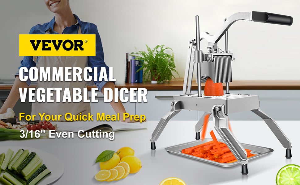 VEVOR Commercial Vegetable Fruit Dicer 1/4 Blade Onion Cutter Heavy Duty Stainless Steel Removable and Replaceable Kattex Chopper Tomato Slicer