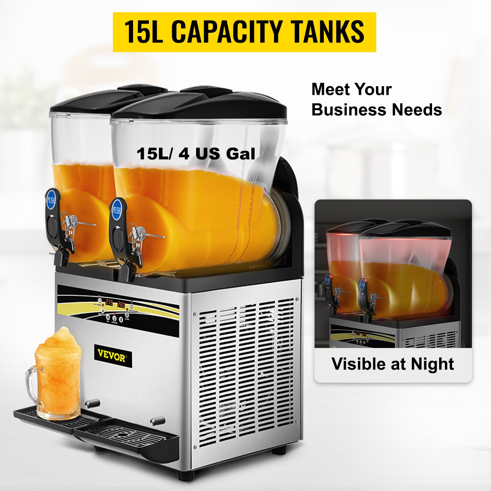 VEVOR Máquina Para Hacer Granizado Comercial 2x15L 1kW Máquina De Granizado De Hielo Comercial -3 A -2 Centígrados Máquina Para Granizada Helado Control De Tanque Separado Pantalla De Luz Bajo Ruido -Cocina Electrodomésticos Ventas AAHKMJXYDAFdJAOAIMEbOAchsNwF47gfWWMct1uaXzXJCVIqjjVJLqw