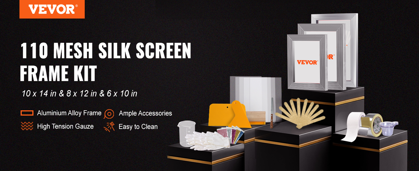 Kit Telaio Serigrafia VEVOR 3 Pezzi - In Alluminio 110 Maglie Per Stampa Su Tessuti E Legno - Foto 8
