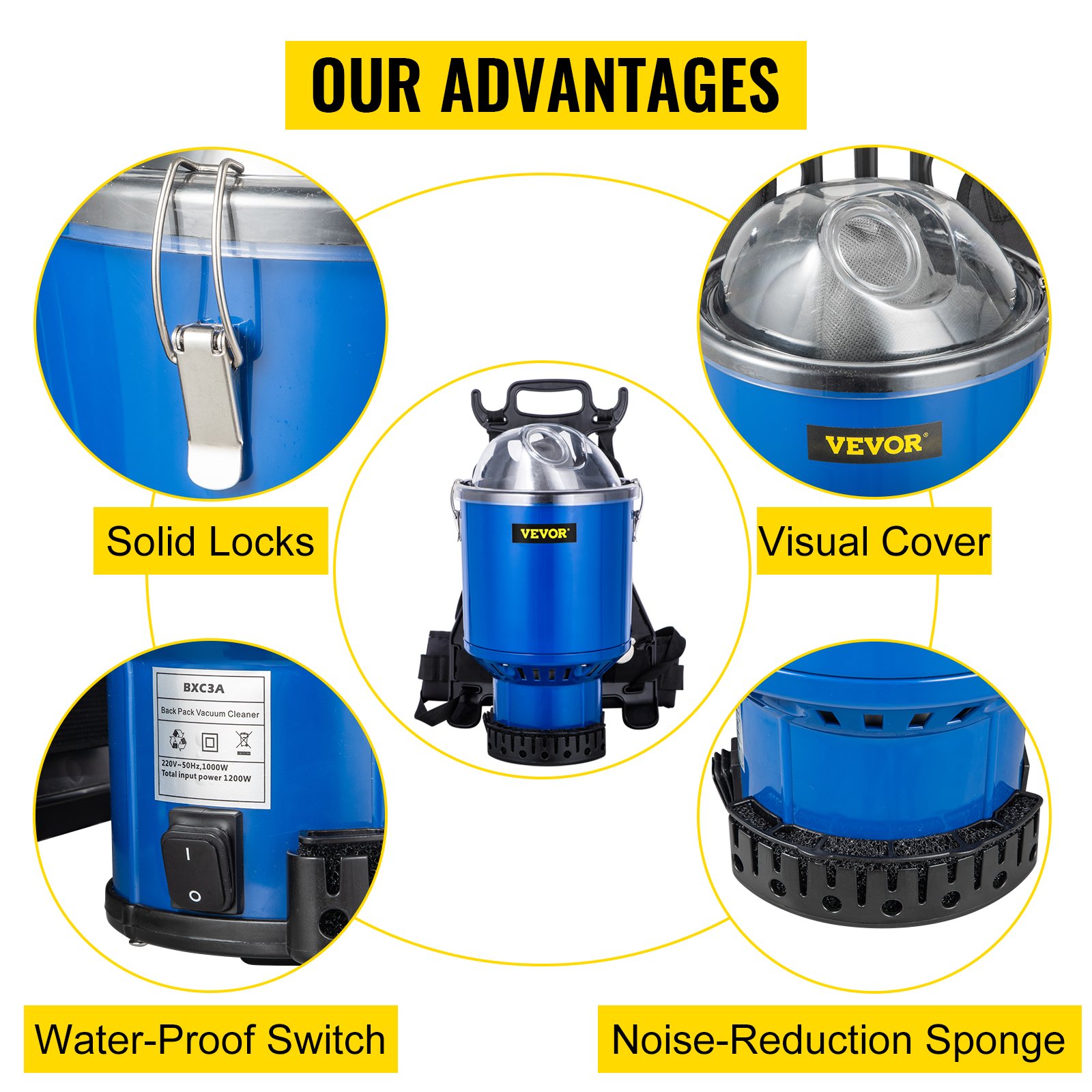 VEVOR Aspirapolvere Multiciclonico Elettrico Da 220 V 1000 W, Filtrazione HEPA Per Aspirapolvere Professionale Portata DeAria 3,26 L/S, Aspiratore A Zaino Capacita 4 L Uso Domestico E Commerciale -Assistenza Domiciliare AAHKMJXYDAFdJAOAIMEbOAchsNwF47gfWWMct1uaXzXJCVIqjjVJLqw