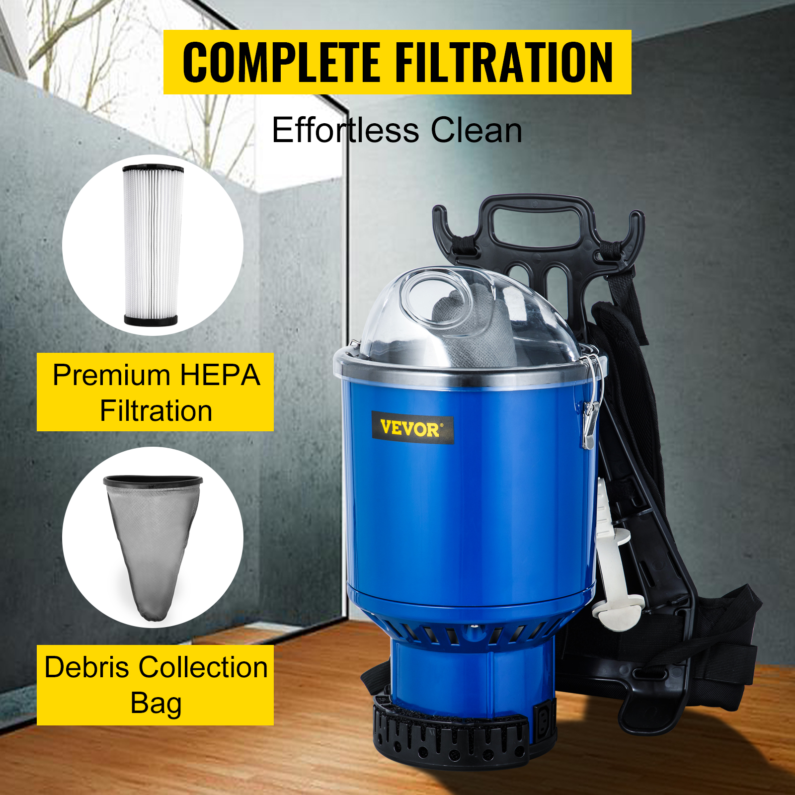 VEVOR Aspirapolvere Multiciclonico Elettrico Da 220 V 1000 W, Filtrazione HEPA Per Aspirapolvere Professionale Portata DeAria 3,26 L/S, Aspiratore A Zaino Capacita 4 L Uso Domestico E Commerciale -Assistenza Domiciliare AAHKMJXYDAFdJAOAIMEbOAchsNwF47gfWWMct1uaXzXJCVIqjjVJLqw