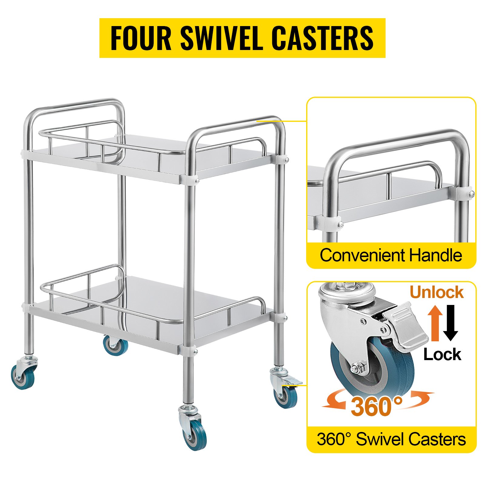VEVOR Chariot De Laboratoire A 2 Etages,Chariot De Service 56 38 87 Cm,Chariot En Acier Inoxydable Avec Roulette Utilise Dans Le Salon Beaute,lhopital,la Cuisine,le Restaurant Et Le Laboratoire -Stanleyfaco Magasin AAHKMJXYDAFdJAOAIMEbOAchsNwF47gfWWMct1uaXzXJCVIqjjVJLqw