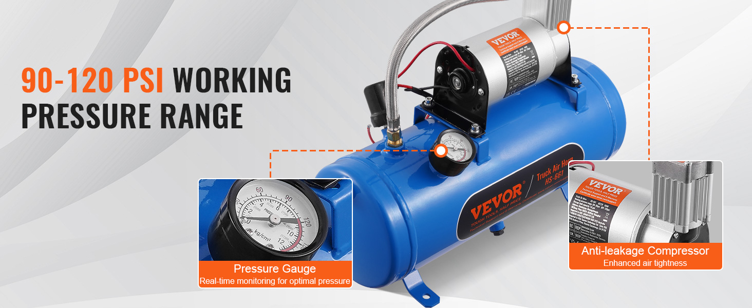 Compresseur D'Air 12V Avec Réservoir 6L – 100 PSI, Moteur Cuivre | Pour Pneus, Klaxons à Air, Suspensions