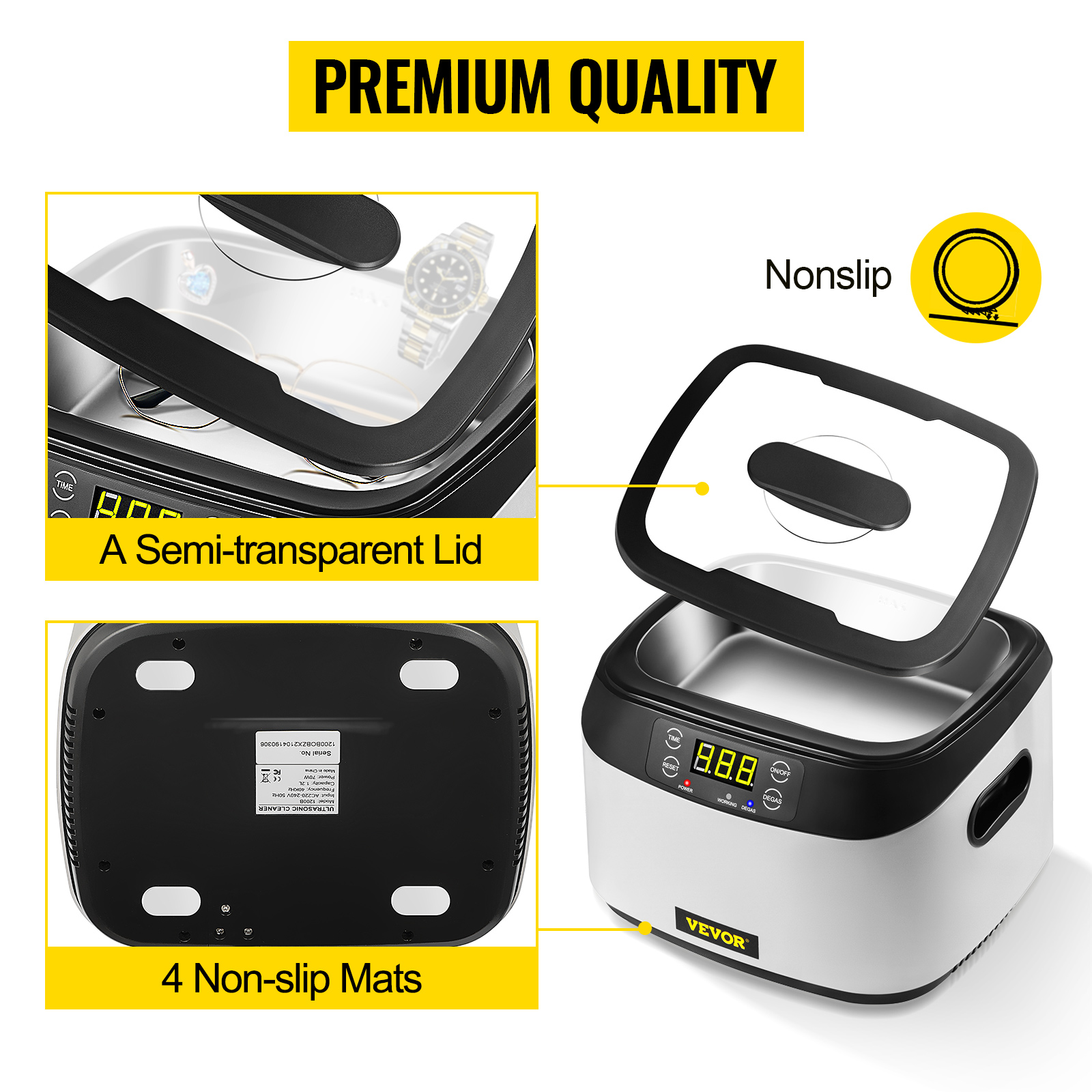 VEVOR Nettoyeur A Ultrasons Numerique 1,2 L Nettoyeur Ultrasonique Professionnel 40 KHz 70 W Appareil De Nettoyage Ultrasonique Bac Inox Coque ABS 5 Cycles De Temps Preregles Bijoux Lunettes Protheses -Stanleyfaco Magasin AAHKMJXYDAFdJAOAIMEbOAchsNwF47gfWWMct1uaXzXJCVIqjjVJLqw cq39v7nX9UbcUO39LJp 2C8ifJ