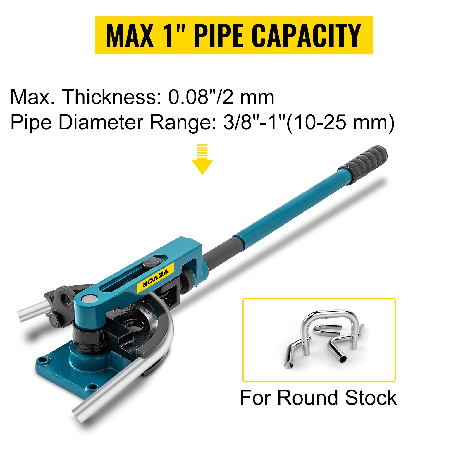 VEVOR Gioielliere Piegatubi Macchina piegatubi Piastra manuale Acciaio 3/8  to 1 Pollici Maniglia Rolling Machine