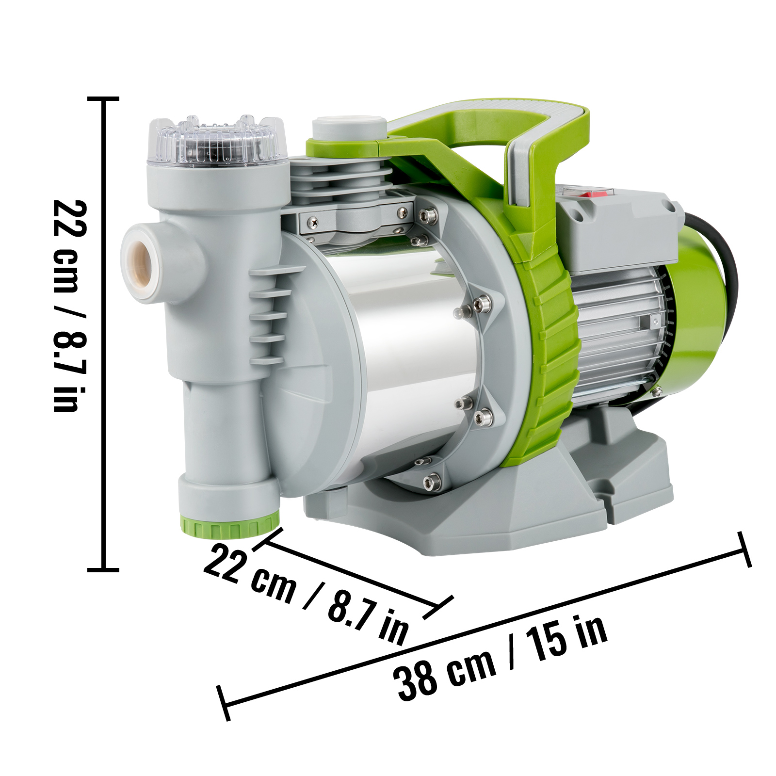 VEVOR VEVOR Pompa da Giardino Portatile per Pozzi Bassi 1100W Prevalenza  Max. 45m, Pompa Autoadescante per Giardino Cortile Ortaggio Velocità Max.  2750 giri/min, Pompa d'Acqua per Irrigazione da Giardino