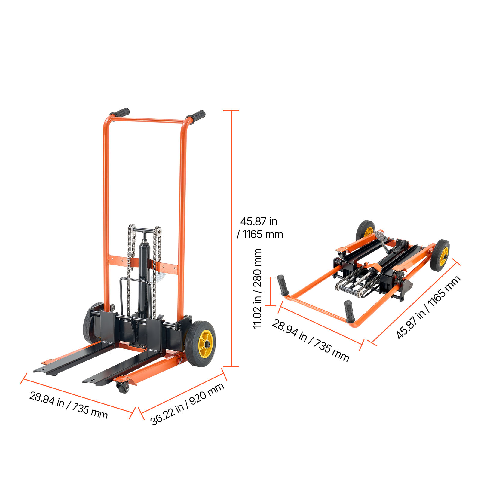 VEVOR Hochhubwagen 205 Kg Plattformstapler Hubhöhe 100 Cm Mit Gabelhubtisch Ideal Fuer Fabriken Und Lager Sddgc450lbs4a7fhw001v0