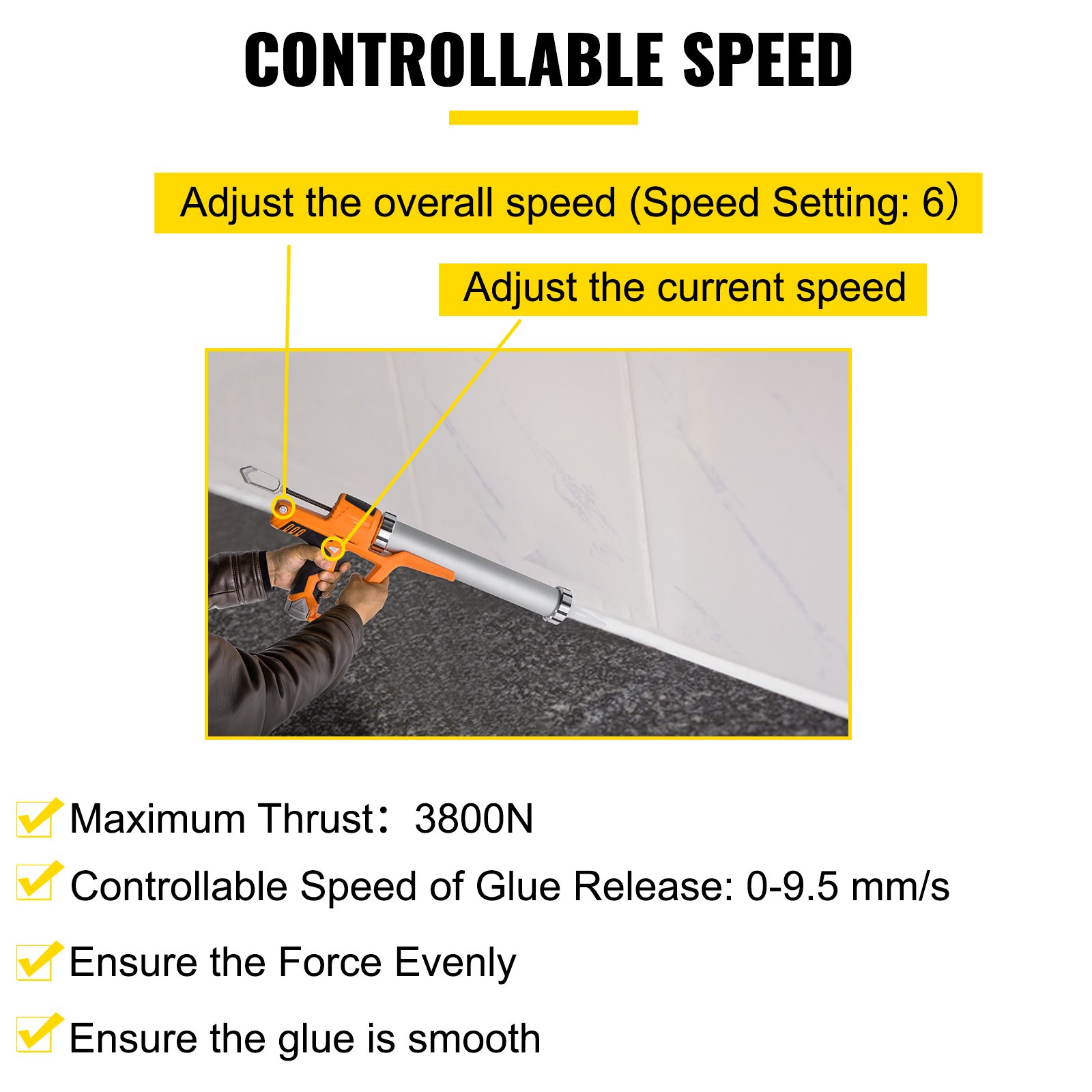 VEVOR Pistolet A Cartouche 12 V Pistolet A Mastic 3800 N Pistolet A Cartouche Mecanique 6 Vitesses Sans Fil Aluminium 0-0,66 Cm/s Avec Batterie Et Chargeur Pour Fissure De Porte/Fenetre/Mur -Pro Outils Soldes Magasin AAHKMJXYDAFdJAOAIMEbOAchsNwF47gfWWMct1uaXzXJCVIqjjVJLqw cq39v7nX9UbhDOXCzyjVAyGuxZ1FjFEnPQ7Lp4