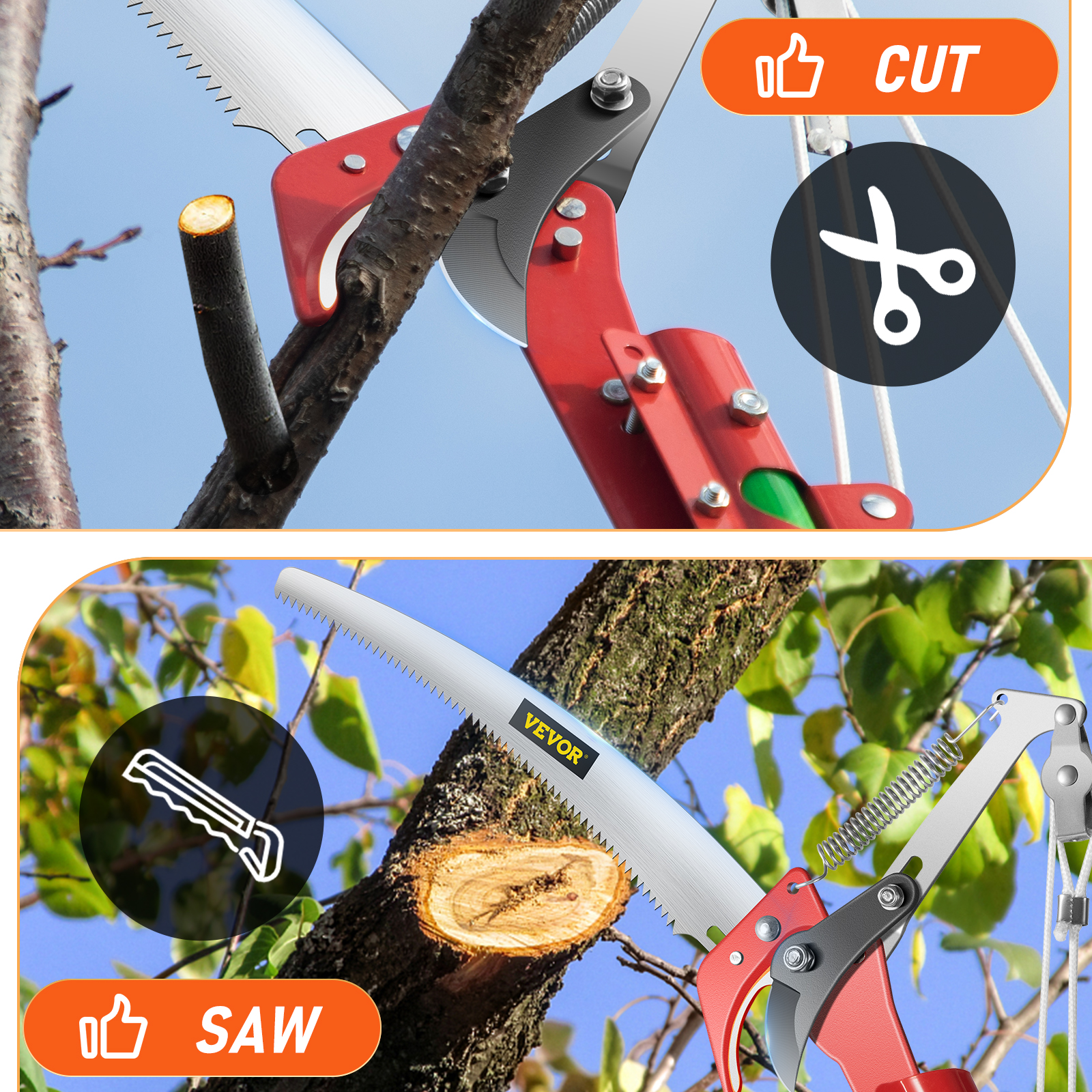 VEVOR Sega Estendibile 8M Per Potatura In Acciaio Mn, Temprato Sega Con Impugnatura, Telescopica Lama Per Sega Estensibile Per Potatura, Con Lunghezza Complessiva Di 8M, Ideale Per Asta Telescopica -Diserbo Forniture Negozio AAHKMJXYDAFdJAOAIMEbOAchsNwF47gfWWMct1uaXzXJCVIqjjVJLqw