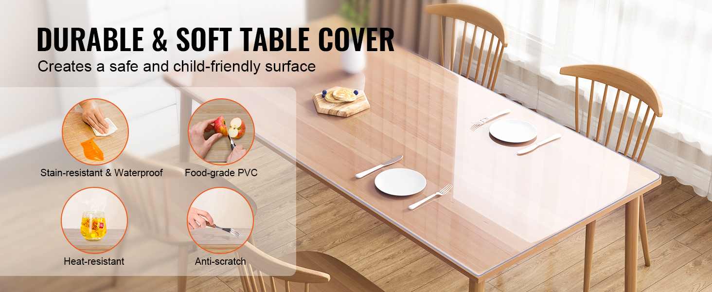 VEVOR Nappe Rectangle Transparente 61,4x30,6 cm Film de Table