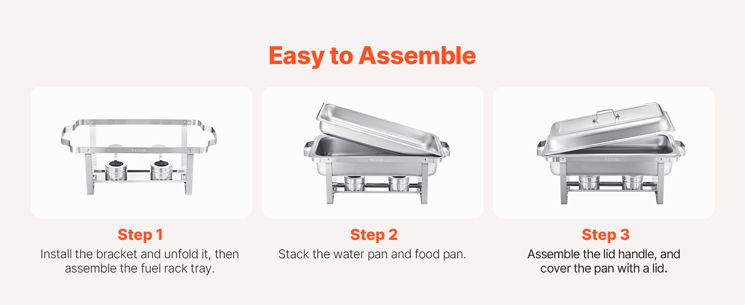 Chauffe-plat VEVOR 2 Bacs 7,5L - Réchaud Inox Or Rose - Pour Buffet Et événements