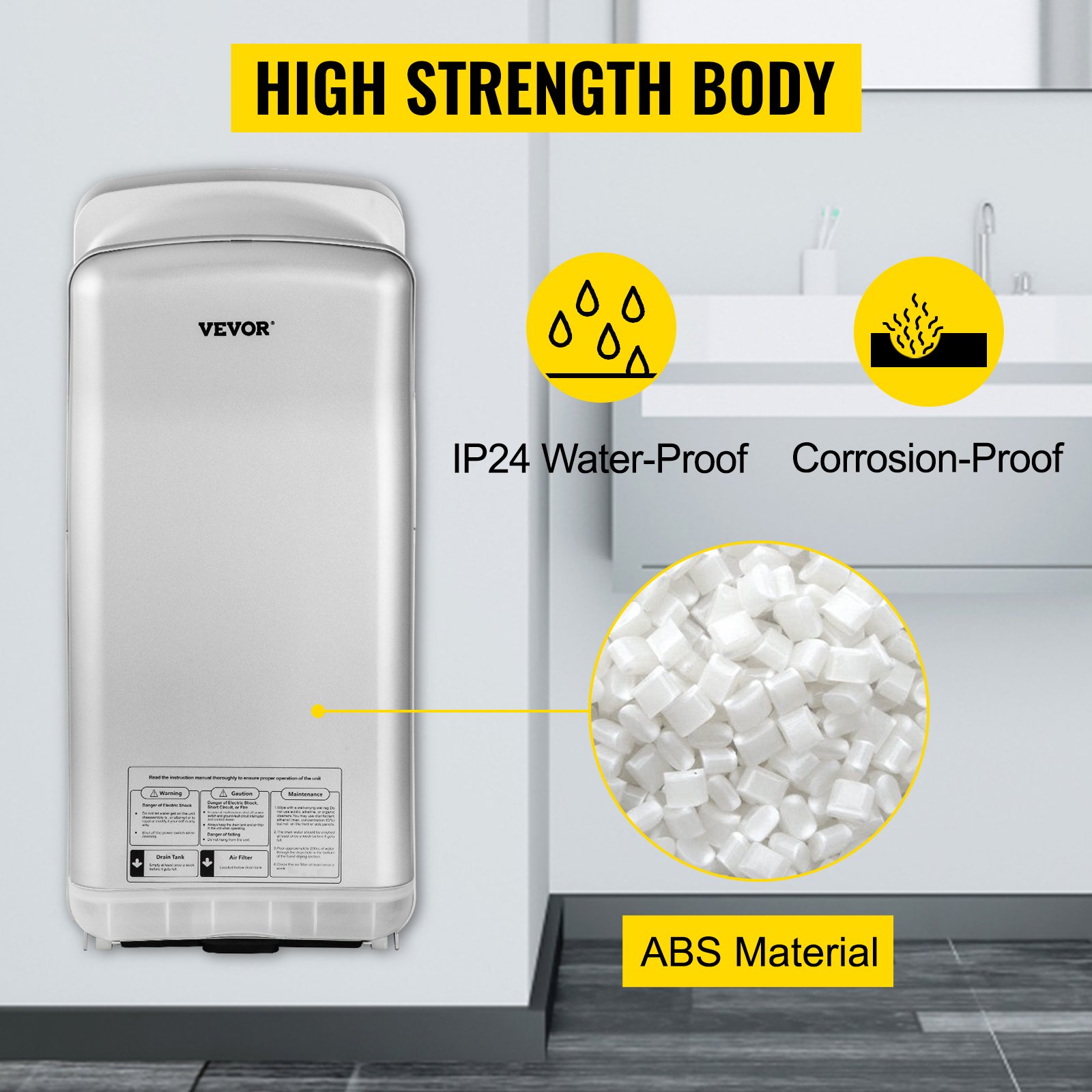 VEVOR Asciugamani Elettrico Verticale Da 2000 W, Asciugamani Automatico Elettrico Con Filtrazione HEPA, Asciugamani Ad Aria Calda A Temperatura 43℃ In Argento Per Asciugare Le Mani Velocemente -Stile Bagno AAHKMJXYDAFdJAOAIMEbOAchsNwF47gfWWMct1uaXzXJCVIqjjVJLqw