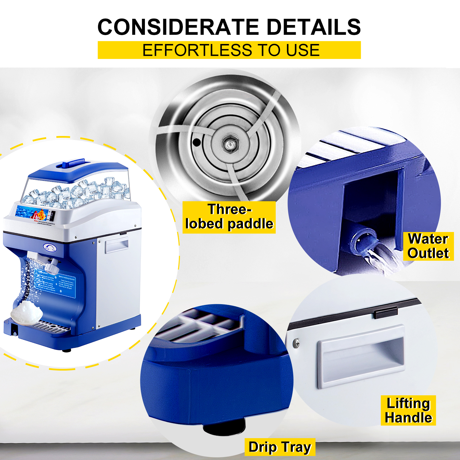 Tritaghiaccio Elettrico VEVOR 300W - Macchina Ghiaccio Tritato 200kg/h - Foto 6