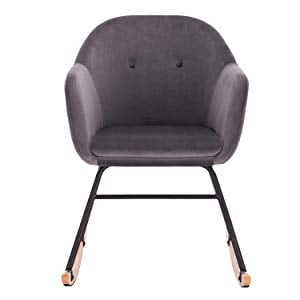 WOLTU Fauteuil à Bascule En Velours. Chaise à Bascule. Fauteuil De Relaxation Avec Pieds En Acier Et Patin En Bois. Gris Foncé -VIDAXL || Songmics Soldes
