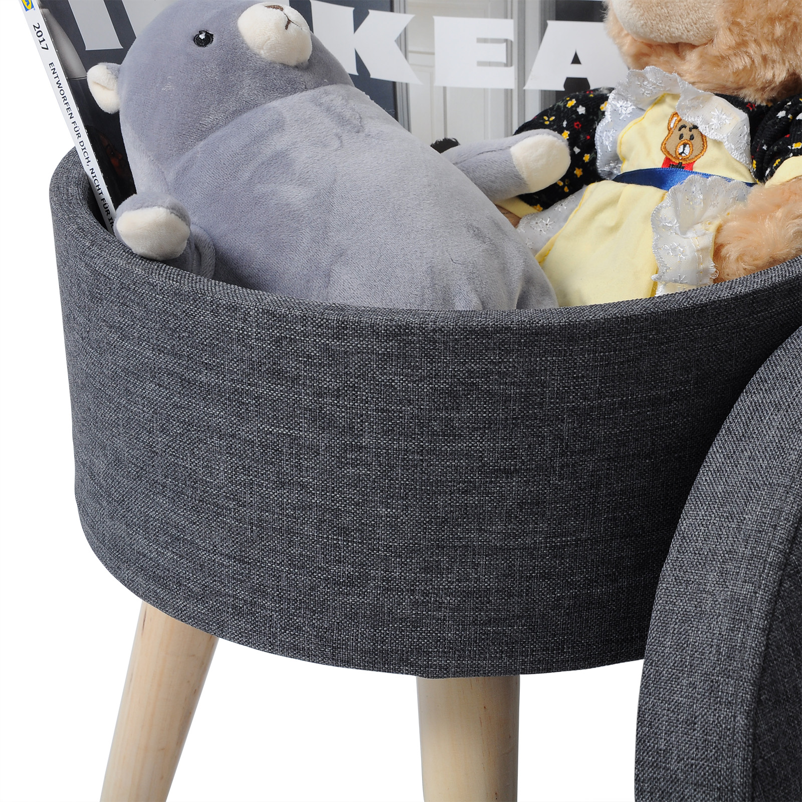 WOLTU Folding Ottoman Storage Box Pouffe Seat Stools Home Chairs Footstools Storage Light Grey -Living Room Furniture Store