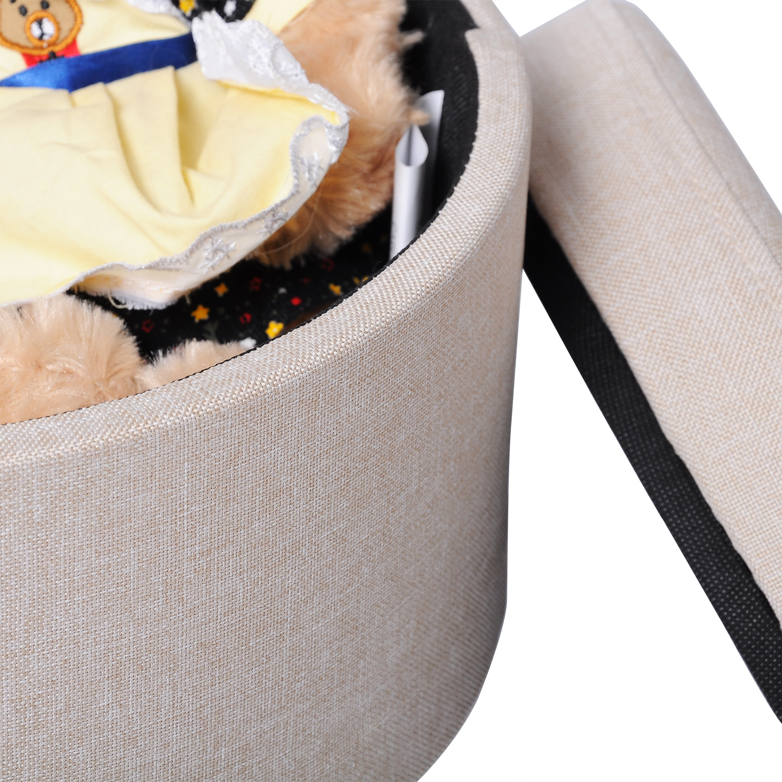 WOLTU Folding Ottoman Storage Box Pouffe Seat Stools Home Chairs Footstools Storage Light Grey -Living Room Furniture Store