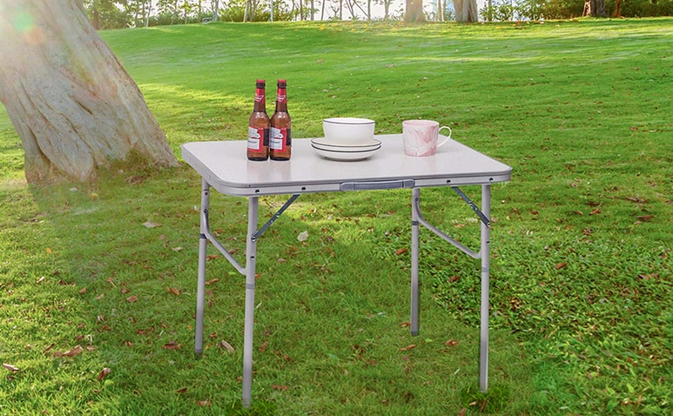 WOLTU Table de Camping Pliante,table de Jardin,Table de travail,Table de  Balcon,réglable en Hauteur en Aluminium MDF,Gris - Cdiscount Sport