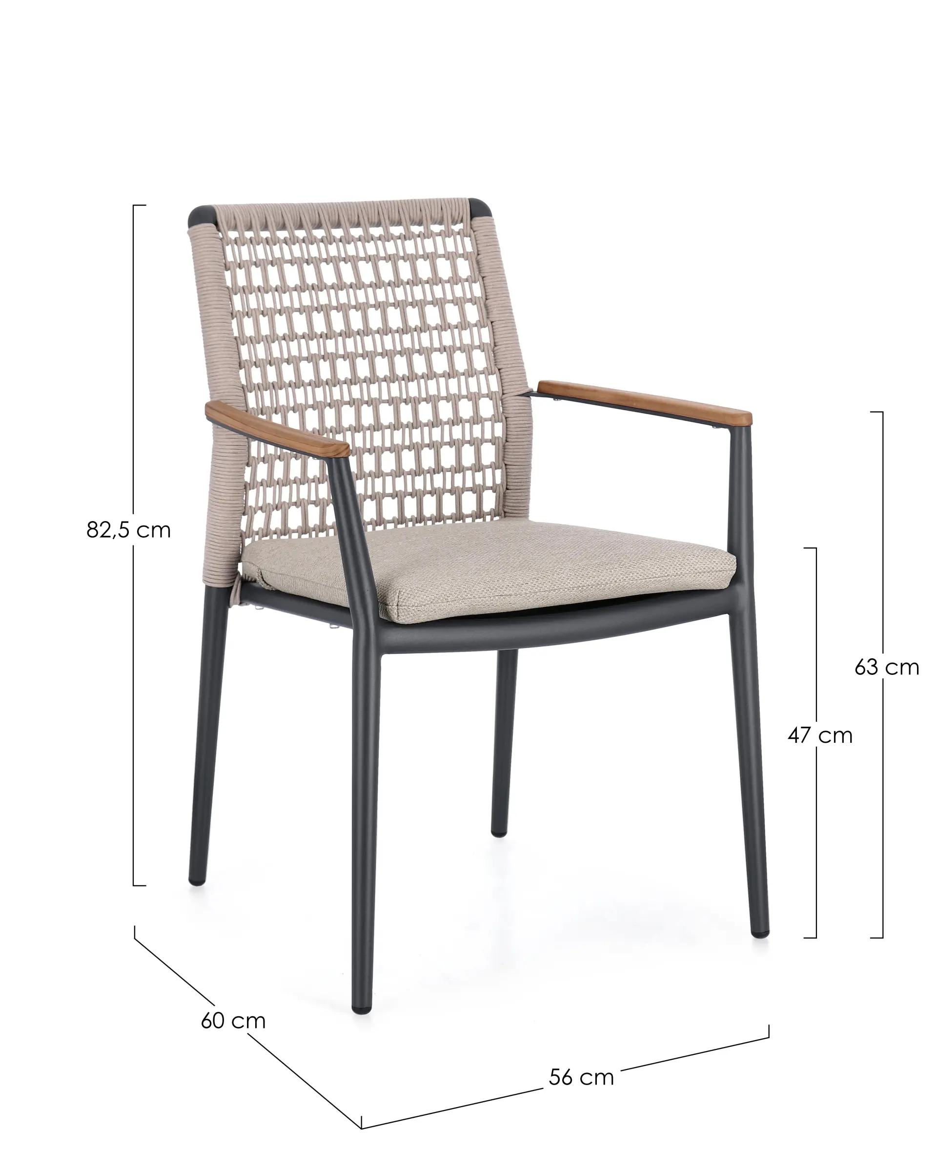 dimensions bolzano martaio garden chair 56x60, beige, aluminum