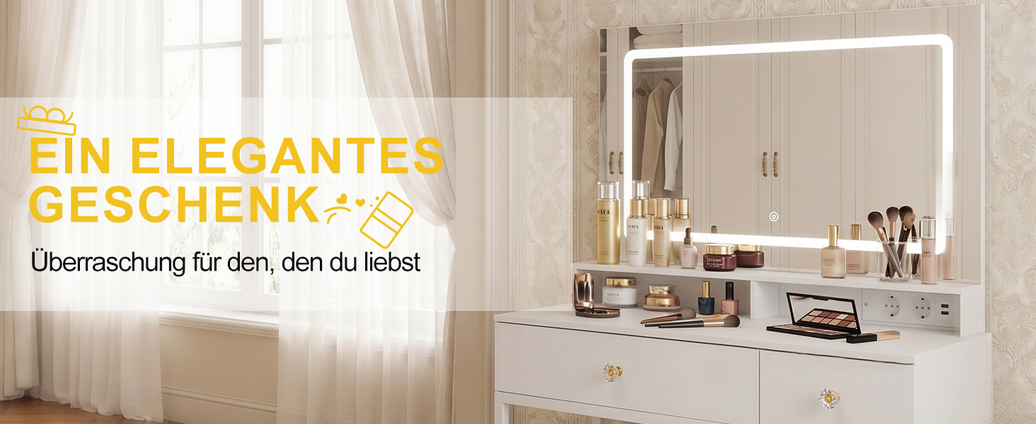 Eleganter weißer Schminktisch als stilvolle Einrichtungsidee
