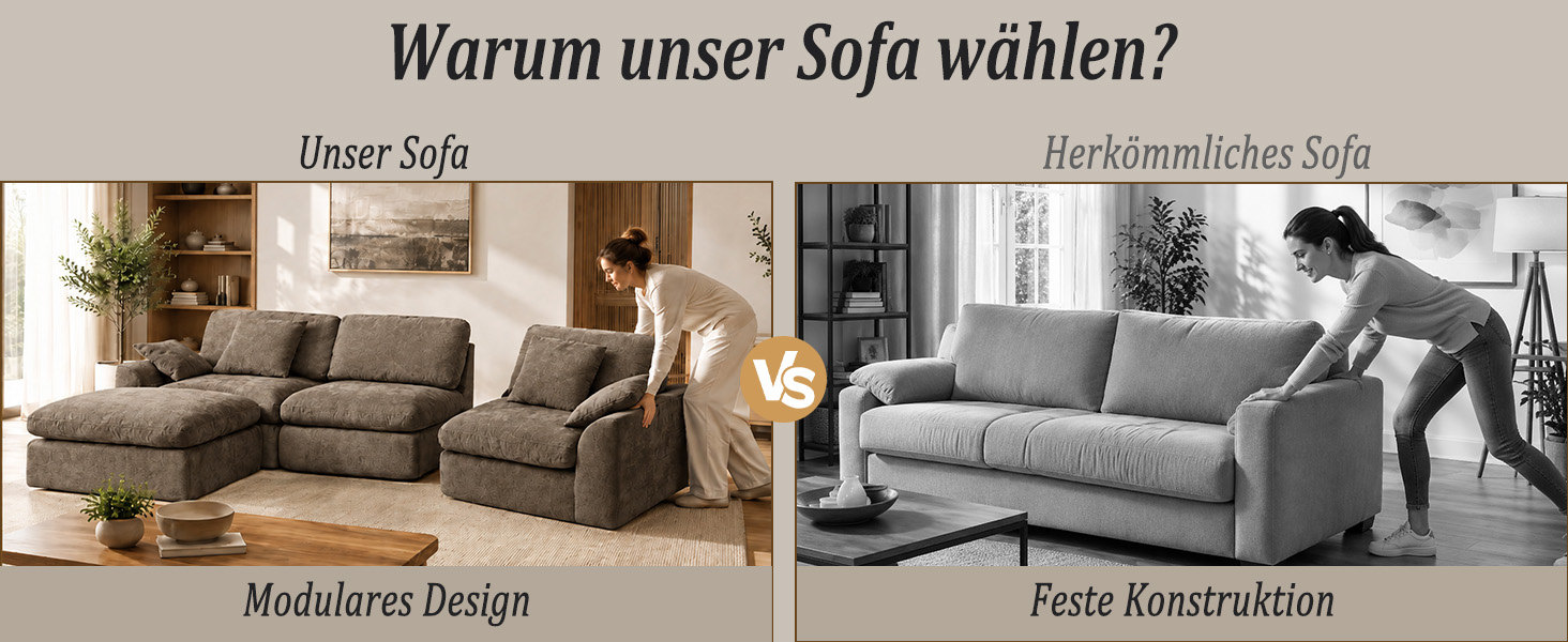 Modulares Design des Ecksofas