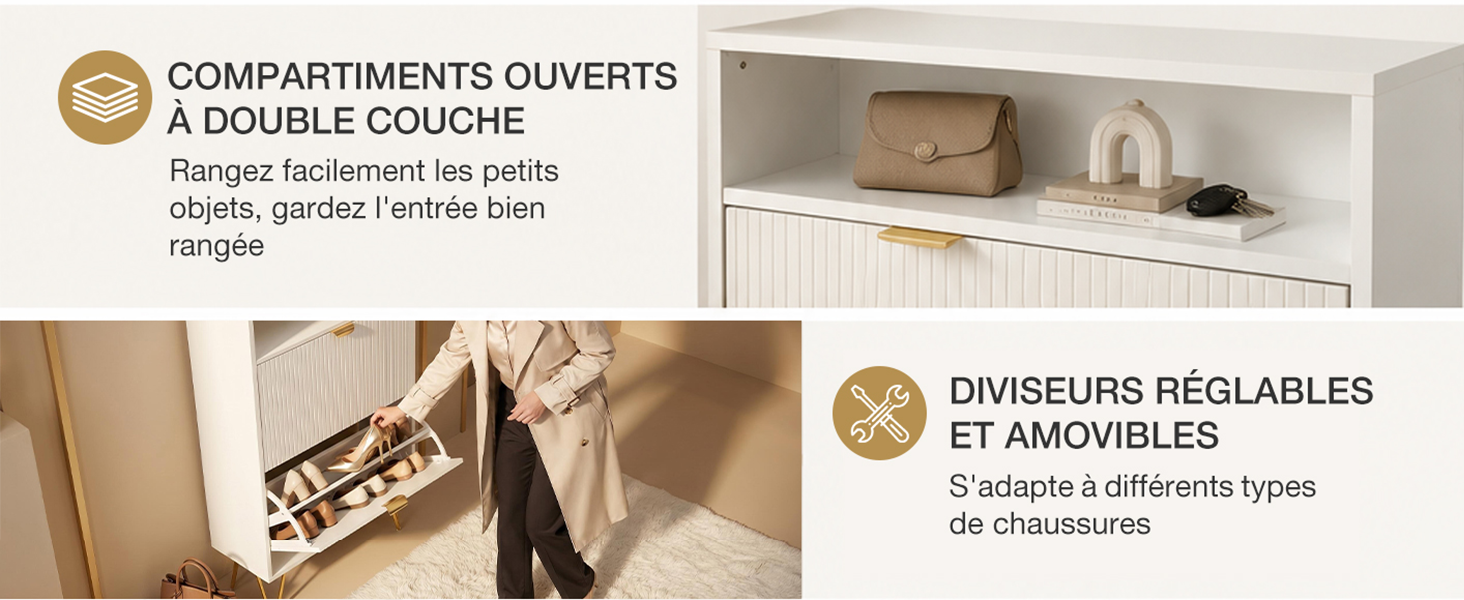 Meuble à chaussures avec compartiments de rangement