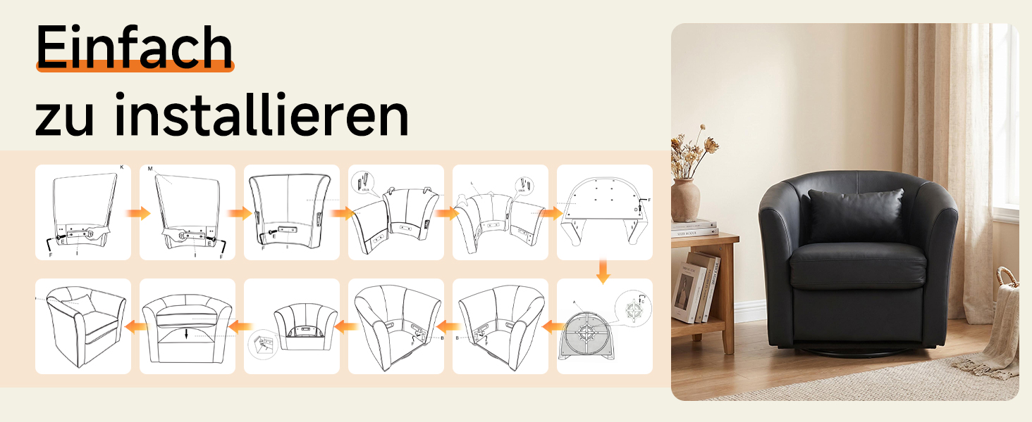 Einfache Montage des HomeMiYN Drehsessels mit Schritt-für-Schritt-Anleitung