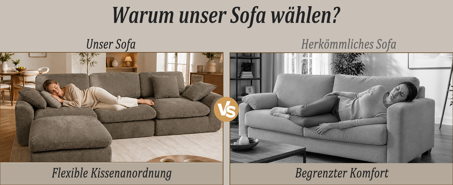 Flexible Kissenanordnung des Sofas