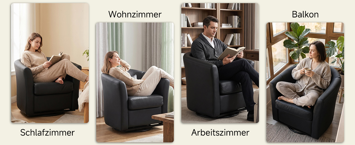 HomeMiYN Drehsessel für Wohnzimmer Schlafzimmer Arbeitszimmer und Balkon