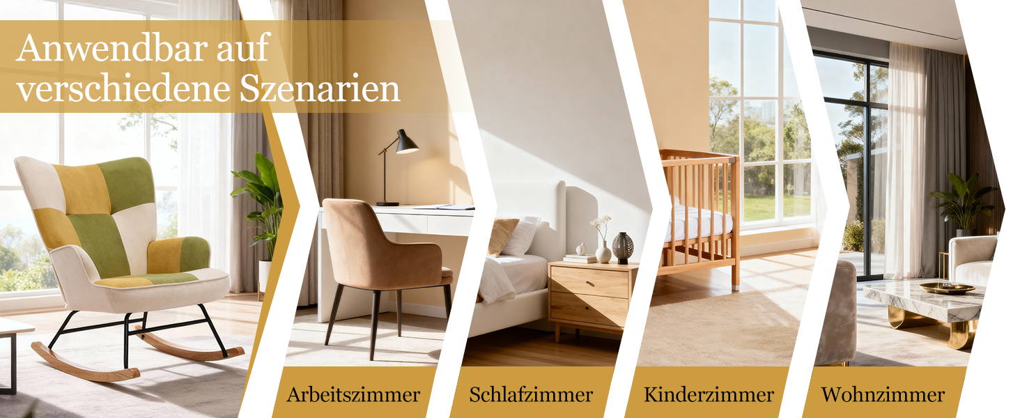 Patchwork Schaukelstuhl für Wohnzimmer Schlafzimmer Arbeitszimmer und Kinderzimmer