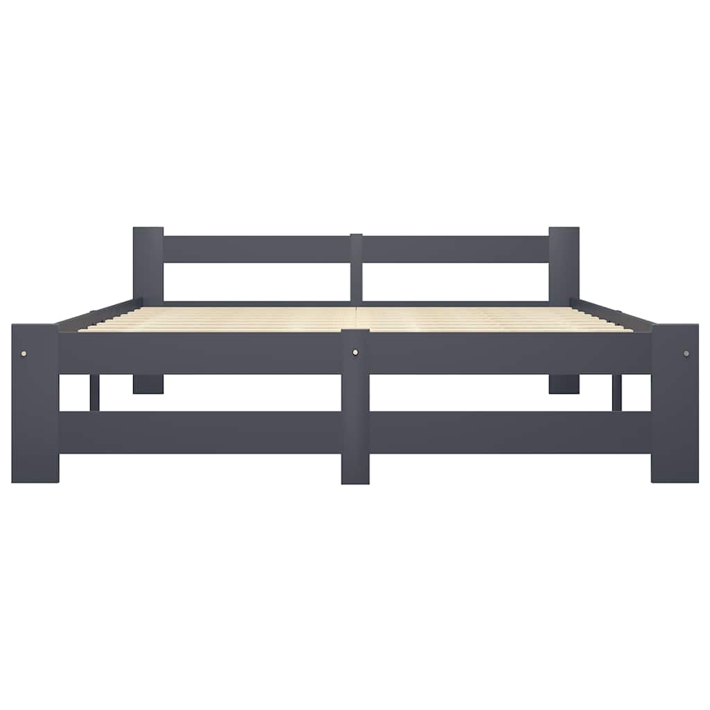 Bed Frame without Mattress Dark Grey Solid Pine Wood 120x200 cm vidaXL
