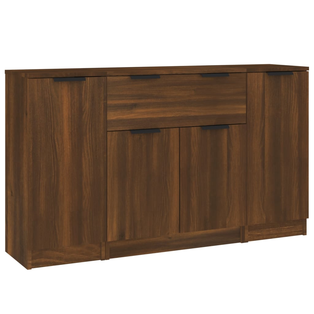 3er Set Sideboards Kommoden für Wohnzimmer Küche Braun EichenOptik Holzwerkstoff DE57436