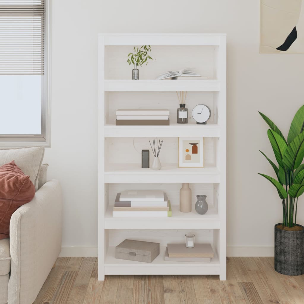 Libreria，Scaffale，Armadio per libri Bianca 80x35x154 cm in Legno Massello  di Pino MCI832839 MaisonChic