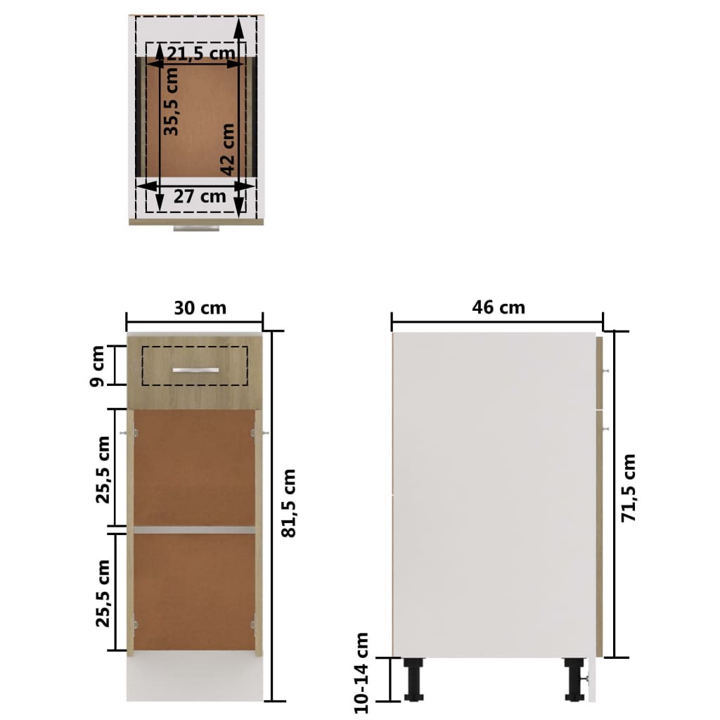 Unico Design Armadio per Forno Rovere Sonoma 60x46x81,5 cm in Truciolato  60x46x81,5 cm Magnifico