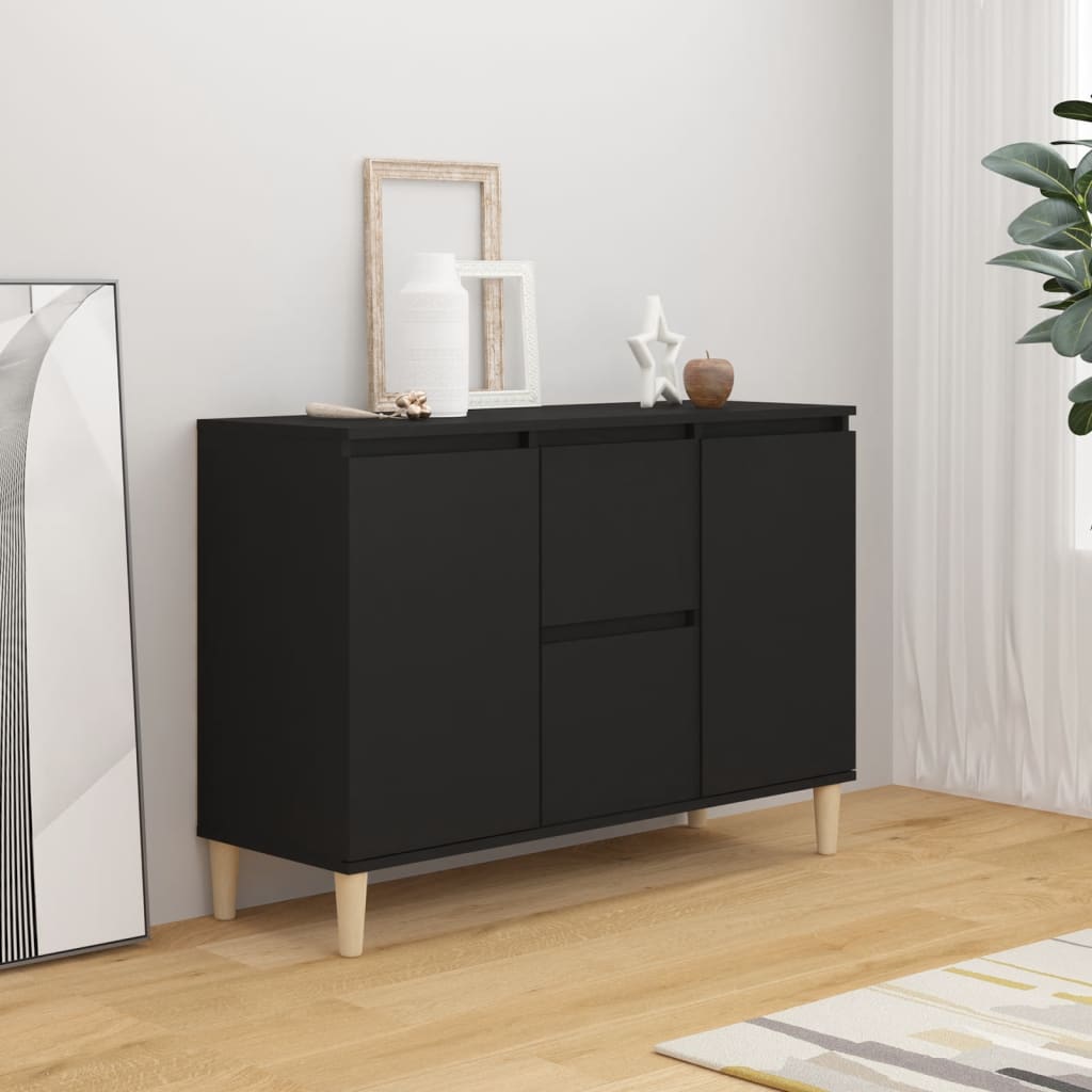 Credenza Moderna，Madia da cucina，Mobile Buffet，Armadio da Cucina Nera  103,5x35x70 cm in Truciolato VMOE38541 BonneVie