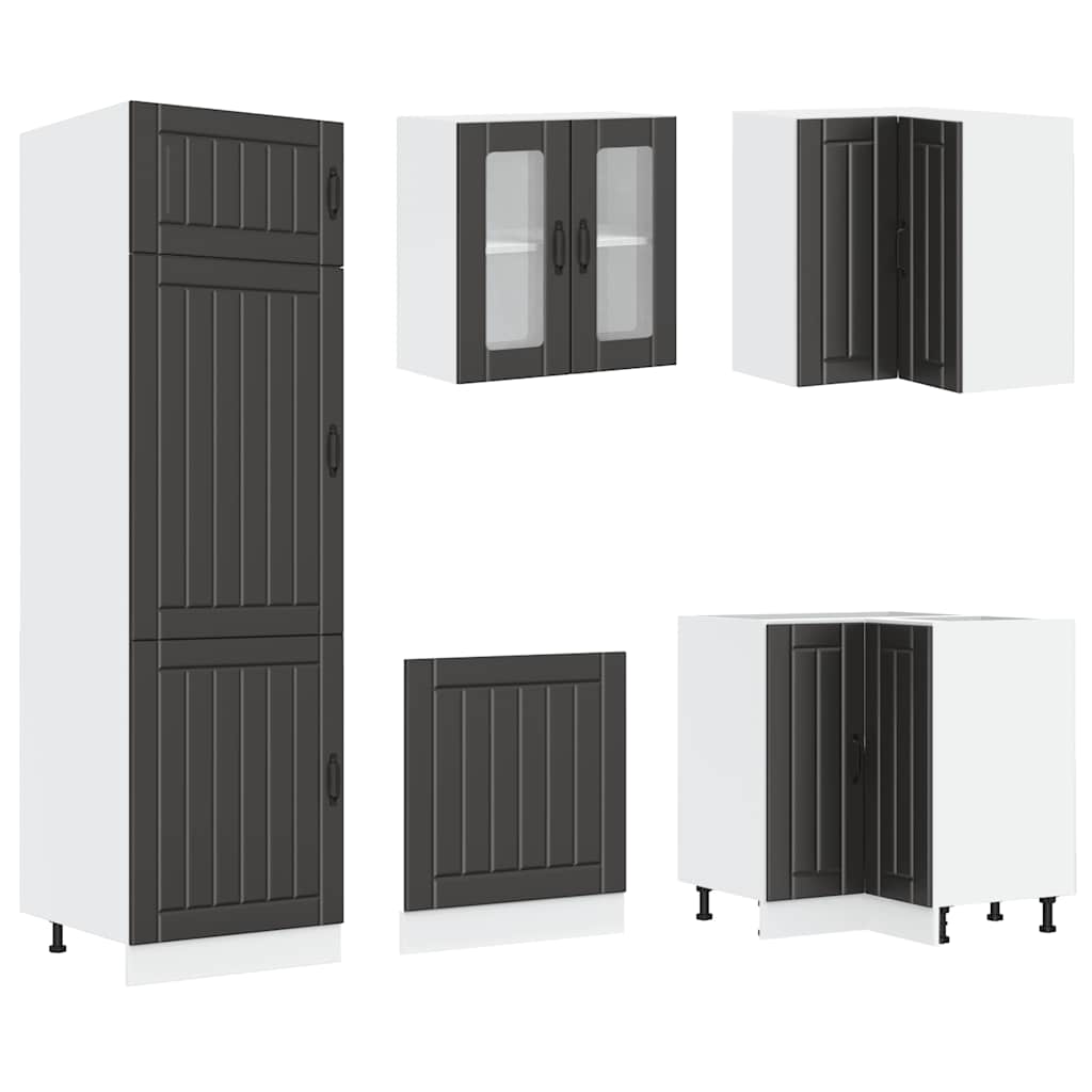 VidaXL Lucca Black Dishwasher Panel - Engineered Wood Protection - View #9