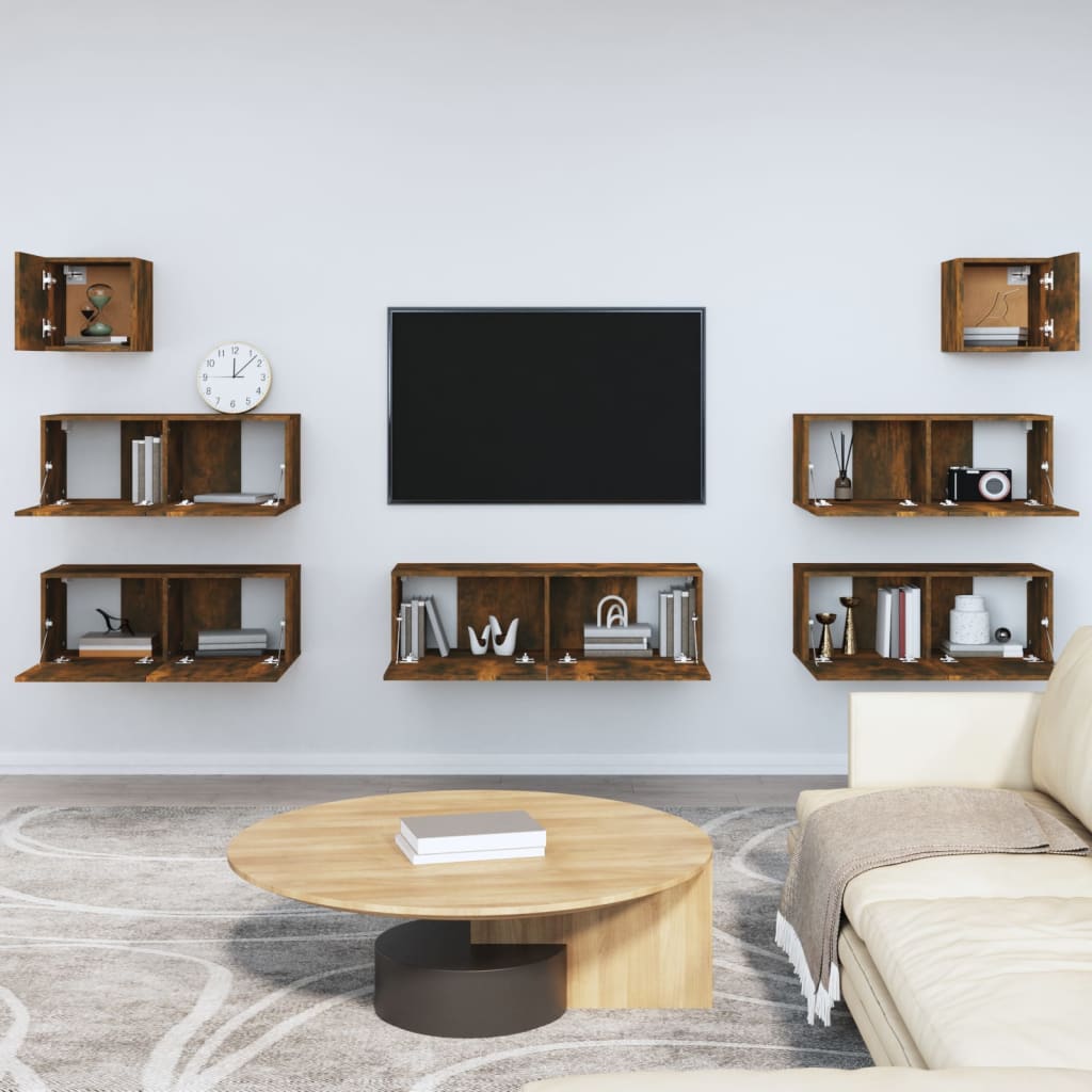 Soggiorno IDEM Naturale - Set di mobili - Unità a parete - Mobile basso TV  - Sala da pranzo, Set da soggiorno Colore Rovere Nordico/Nero - Stoccaggio  Stile Moderno 200x180x40cm