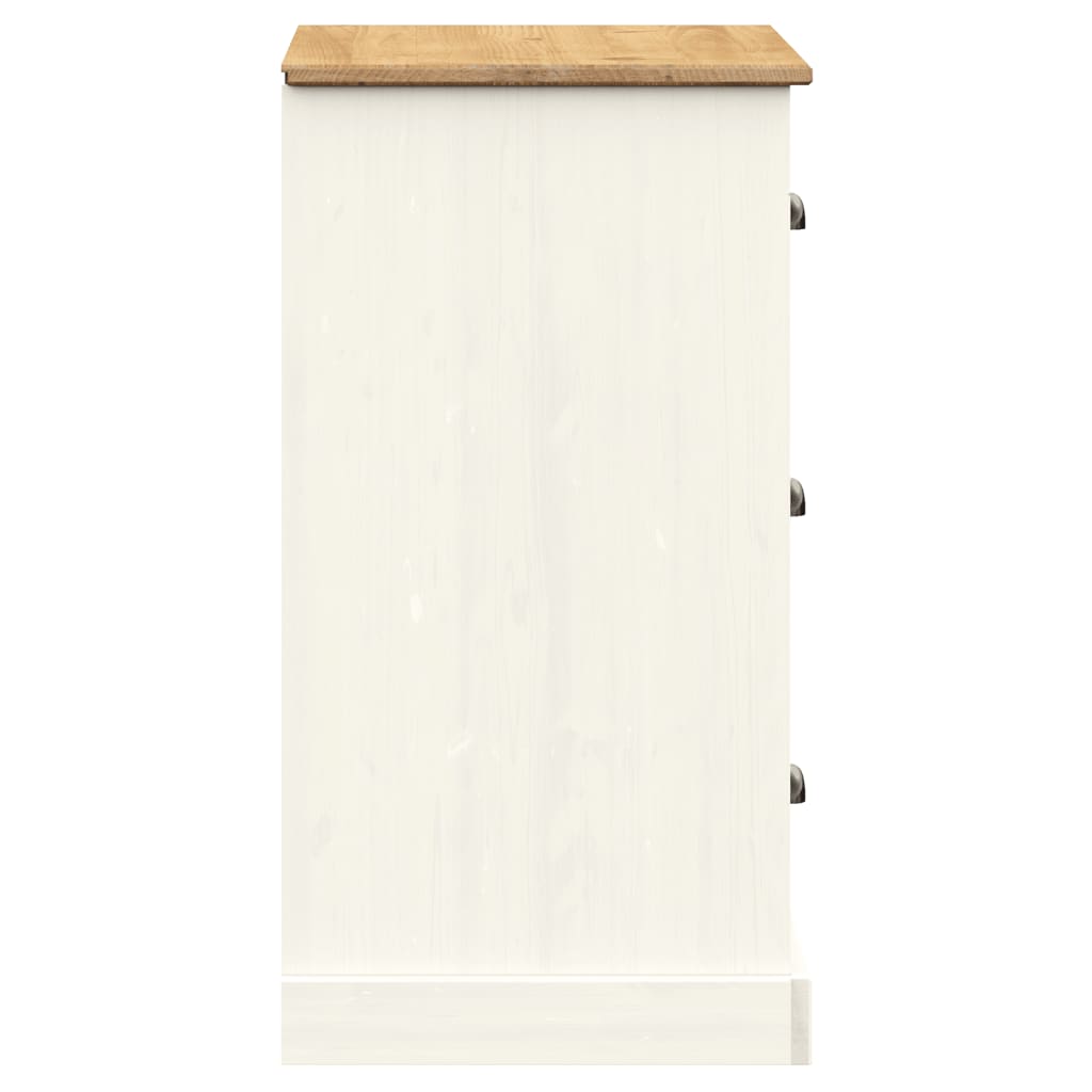 Credenza，Madia per salotto，Buffet da cucina Cassetti VIGO Bianco 78x40x75 cm  Legno Massello Pino MCI743202 MaisonChic