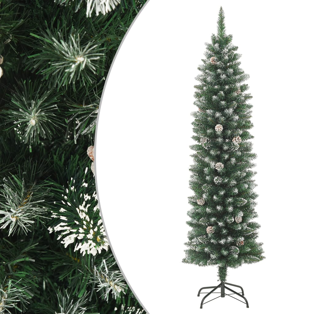 Albero di Natale Artificiale，Albero effetto Realistico，Albero artificiale  Sottile con Base 210 cm PVC CNWI749628 MaisonChic