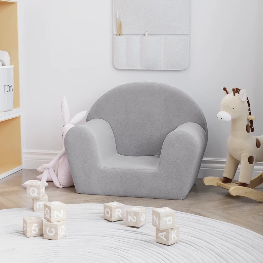 Unico Design Divano per Bambini Grigio Chiaro in Morbido Peluche 56x34,5x45 cm  Magnifico it - Grigio29675