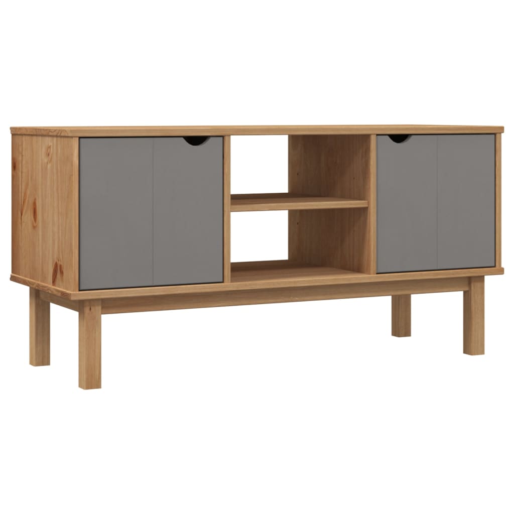 Tv lowboard f r wohnzimmer tv schrank tv m bel otta braun grau 113