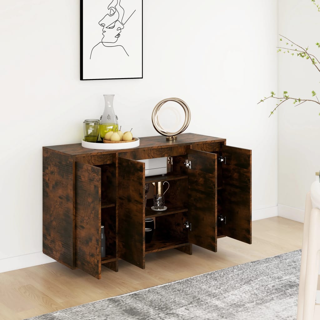 Credenza Moderna，Madia da cucina，Mobile Buffet，Armadio da Cucina Rovere  Fumo 120x30x75 cm in Truciolato