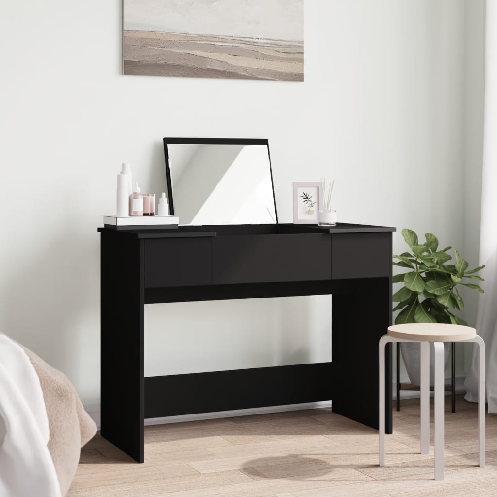 Dressing Table with Mirror Black 100x45x76 cm vidaXL