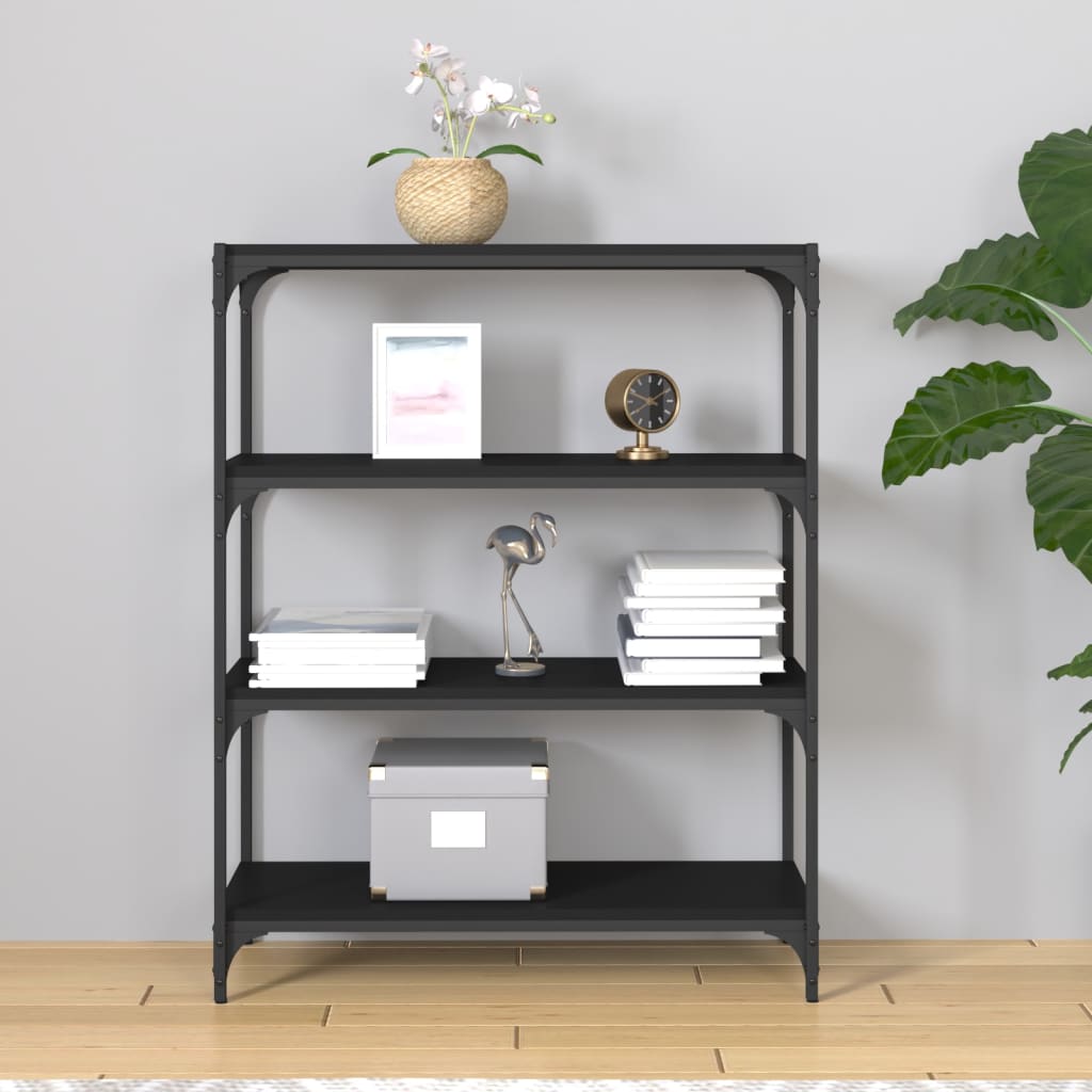 Librerie,Mobile porta Libri,Scaffale/Armadio per Libri Nero 80x33x100cm legno Multistrato e acciaio CNWI223781 Maisonchic