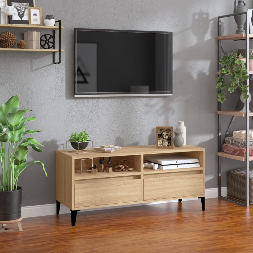 Mobile TV Elegante,Porta TV - Tavolino TV Rovere Sonoma 100x34,5x44,5 cm in  Legno Multistrato -MC66977