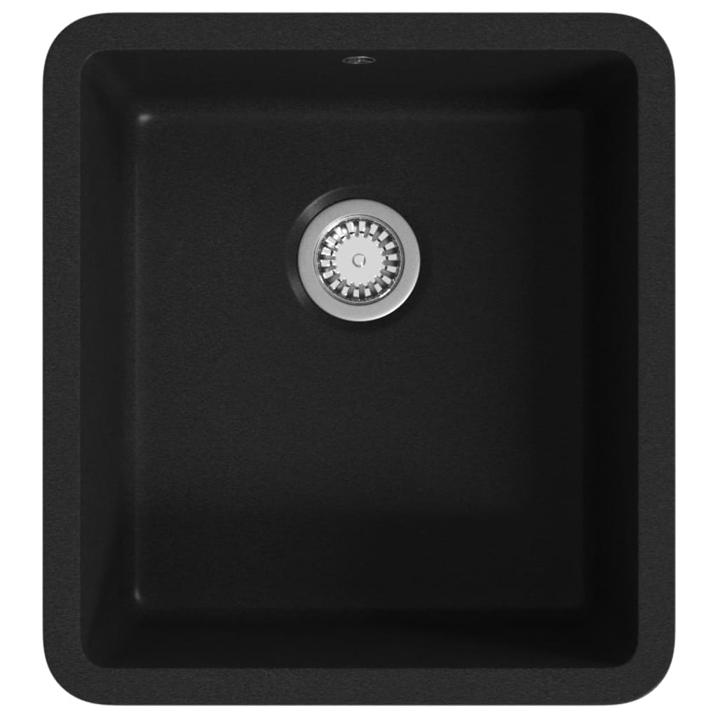vidaXL Fregadero de cocina de granito con un seno negro - Negro