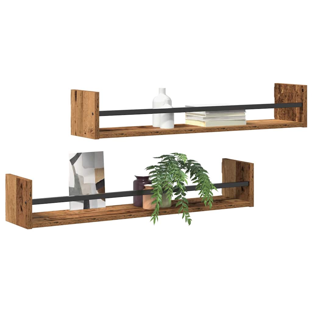 vidaXL Scaffali da Parete 2 PCS Rovere Nero 50 x 15 x 85 cm, Mensola Rettangolare Moderna, in Legno ingegnerizzato, arredo salvaspazio per riporre in