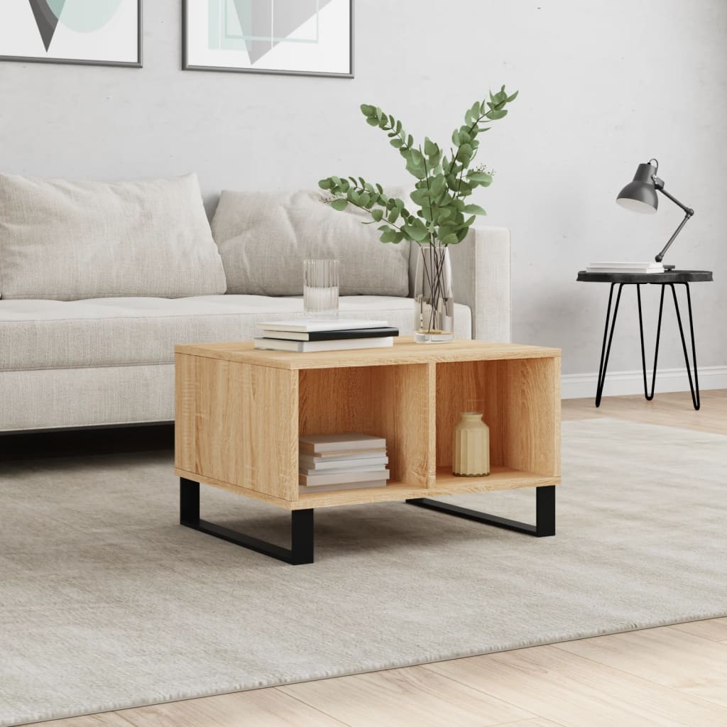 Tavolino Da Salotto VidaXL In Rovere Marrone E Metallo - 60x50x40 Cm, Legno Multistrato Con Ripiano Aperto - 5